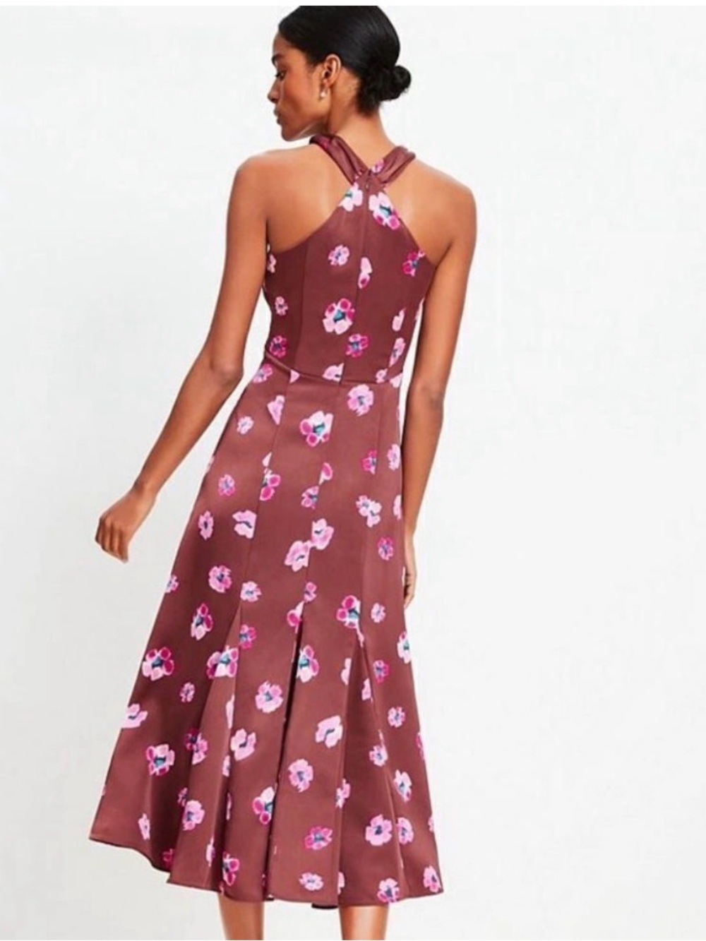 LOFT Ikat Satin High Neck Dress - Picture 2 of 3